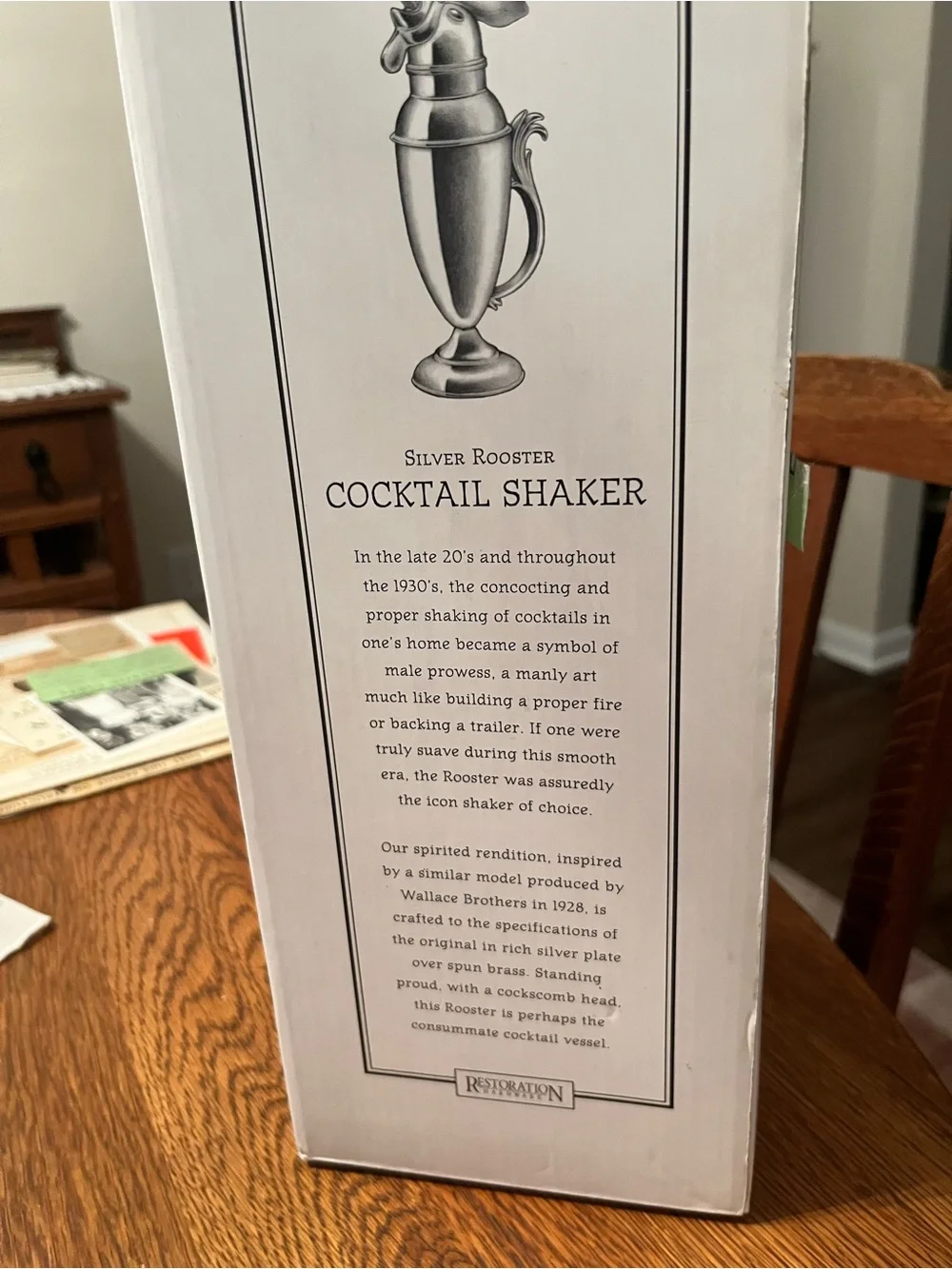 Restoration Hardware Silver Rooster Cocktail Shaker Box
